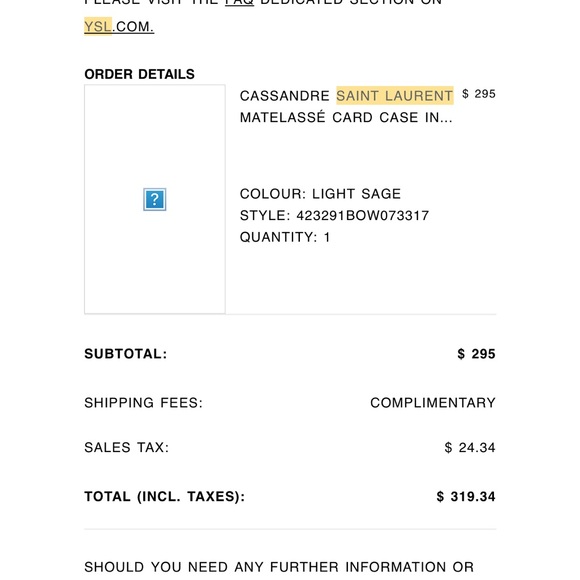 Yves Saint Laurent Olive Card Holder with Gold Logo - Picture 5 of 5